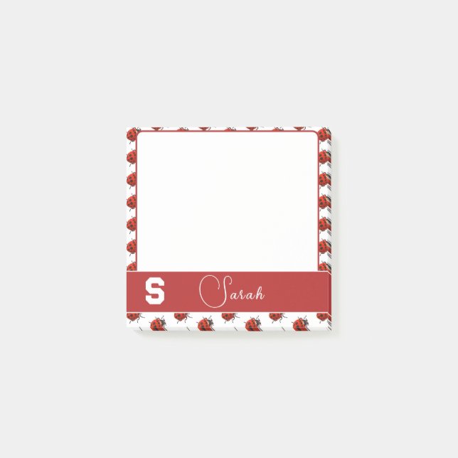 Personalized Ladybug Themed Post-it Notes (Front)