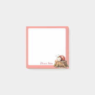 Personalized Ladybug Tree Stump Sticky Notes