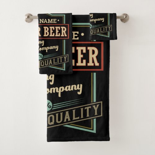Personalized Lager Beer Brewing Co Label Bar Pub   Bath Towel Set