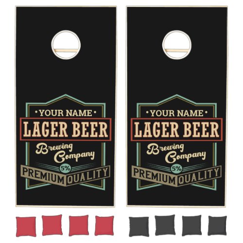 Personalized Lager Beer Brewing Co Label Bar Pub   Cornhole Set