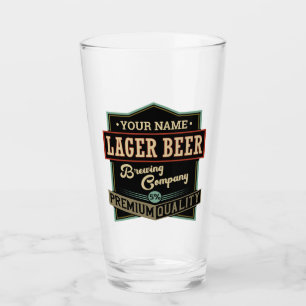 Personalized Lager Beer Brewing Co Label Bar Pub Glass