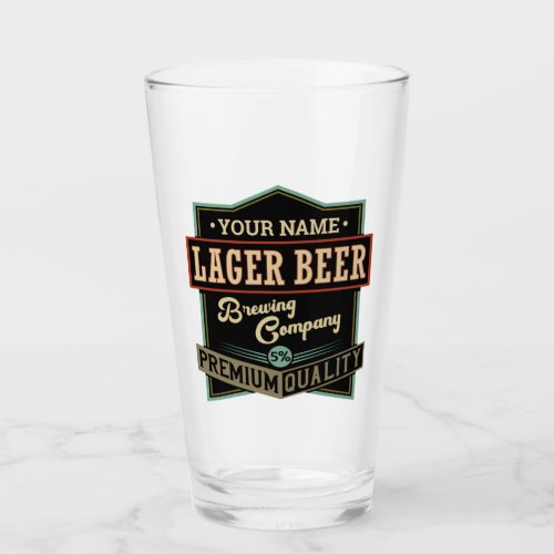 Personalized Lager Beer Brewing Co Label Bar Pub   Glass