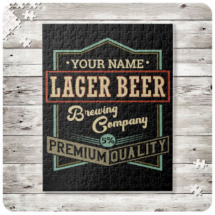 Personalized Lager Beer Brewing Co Label Bar Pub Jigsaw Puzzle