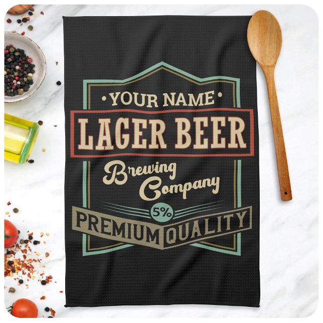 Personalized Lager Beer Brewing Co Label Bar Pub  Kitchen Towel (Creator Uploaded)