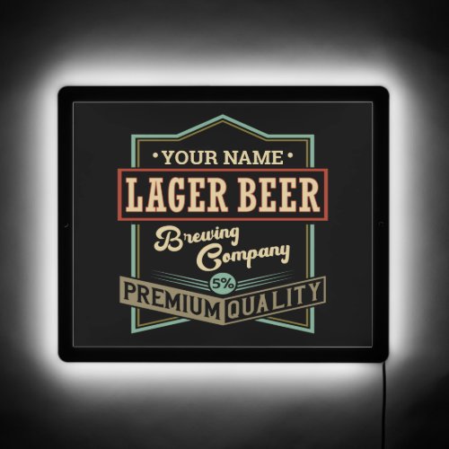 Personalized Lager Beer Brewing Co Label Bar Pub   LED Sign