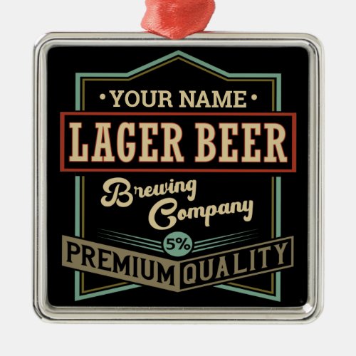 Personalized Lager Beer Brewing Co Label Bar Pub  Metal Ornament
