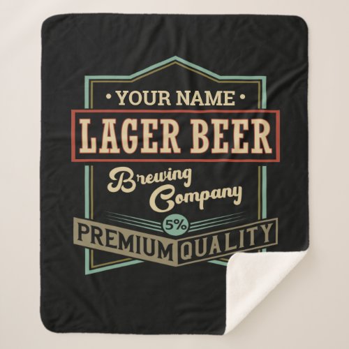 Personalized Lager Beer Brewing Co Label Bar Pub  Sherpa Blanket