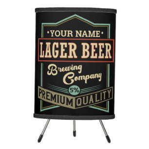 Personalized Lager Beer Brewing Co Label Bar Pub Tripod Lamp