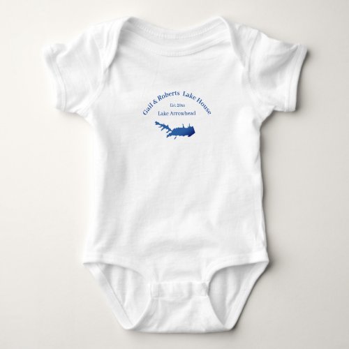 Personalized Lake Arrowhead map date established Baby Bodysuit
