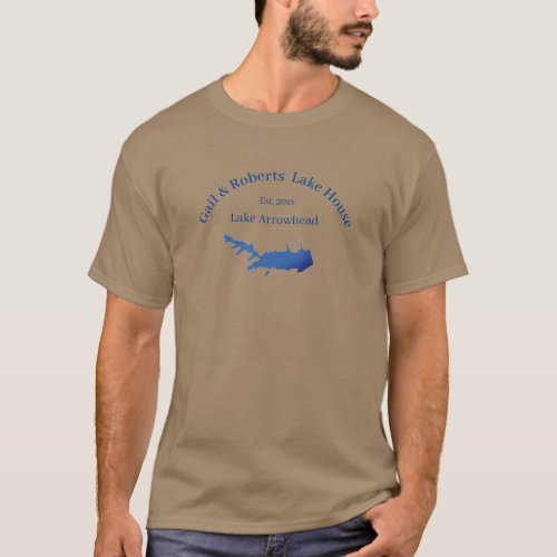 Personalized Lake Arrowhead map date established L T_Shirt