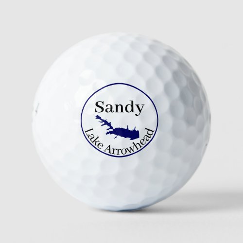 Personalized Lake Arrowhead Map Golf balls