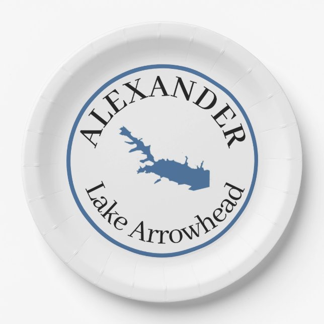 Personalized Lake Arrowhead  Paper Plates (Front)