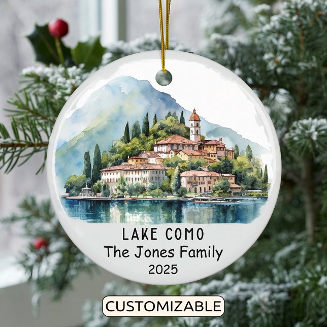 Personalized Lake Como Ornament, Italy Ceramic Ornament (Creator Uploaded)