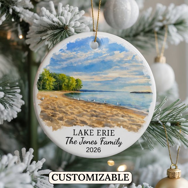 Personalized Lake Erie, Custom Pennsylvania Ceramic Ornament (Creator Uploaded)