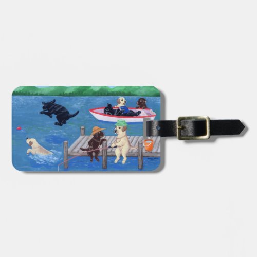 Personalized Lake Fun Labradors Painting Luggage Tag