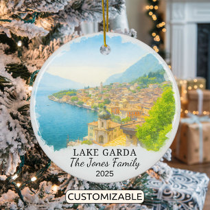 Personalized Lake Garda Ornament, Italy Ceramic Ornament
