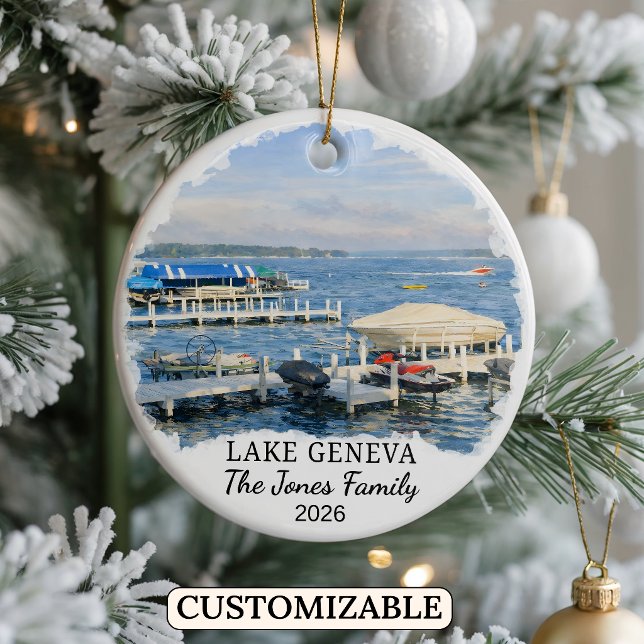 Personalized Lake Geneva Ornament Custom Wisconsin (Creator Uploaded)
