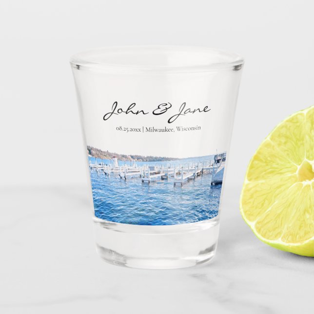 Personalized Lake Geneva Wisconsin Shot Glass (Front)
