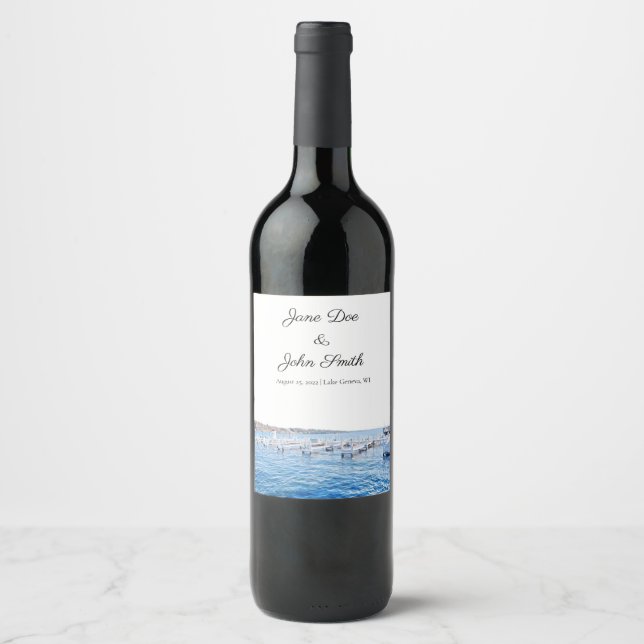 Personalized Lake Geneva Wisconsin Wine Label (Front)