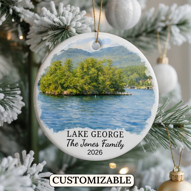 Personalized Lake George Ornament, Custom New York Ceramic Ornament (Creator Uploaded)