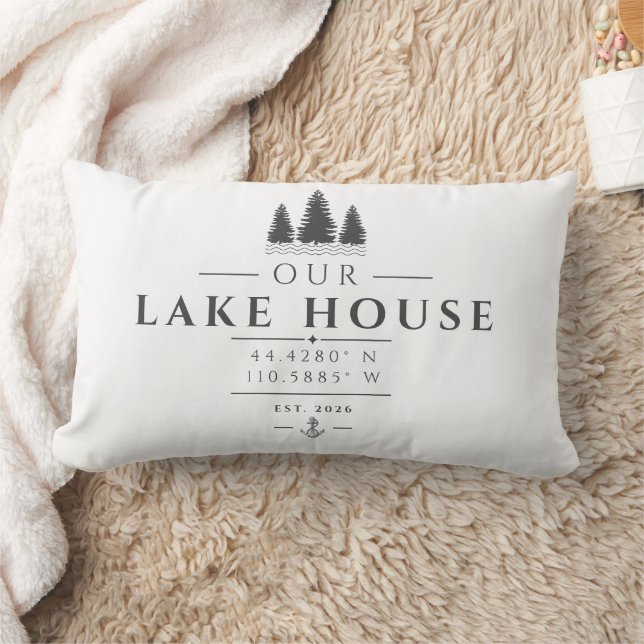 Personalized Lake House Coordinates Pillow (Blanket)