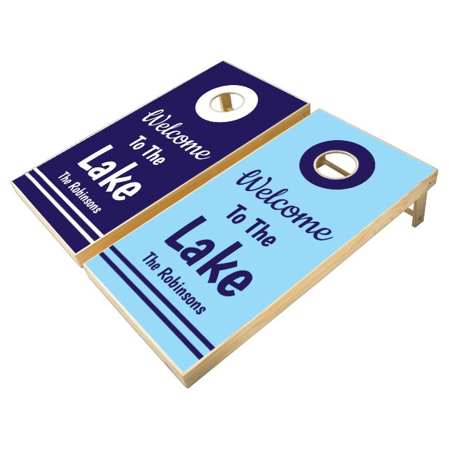 Personalized Lake House Cornhole Set (Angled)