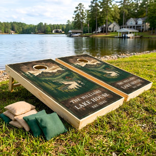 Personalized Lake House Cornhole Set