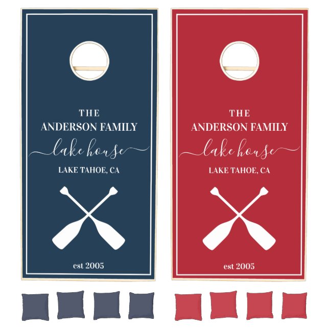 Personalized Lake House Cornhole Set Custom Family (Set)