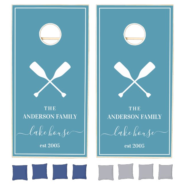 Personalized Lake House Cornhole Set Custom Family (Set)