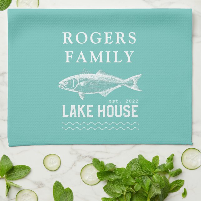Personalized Lake House Kitchen Towel (Folded)