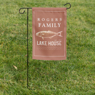 Personalized Lake House Terracotta Rustic Garden Flag