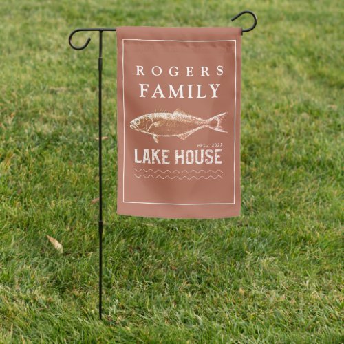 Personalized Lake House Terracotta Rustic Garden Flag