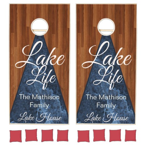 Personalized Lake Life Blue Marble  Cornhole Set