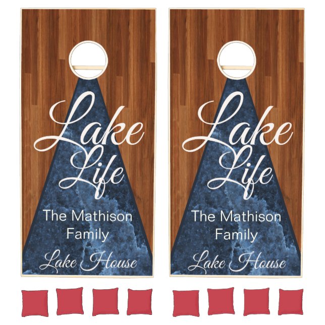 Personalized Lake Life Blue Marble  Cornhole Set (Set)