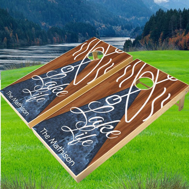 Personalized Lake Life Blue Marble Kayak  Cornhole Set (Creator Uploaded)