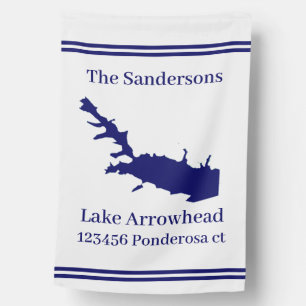 Personalized Lake Map Monogram address House Flag