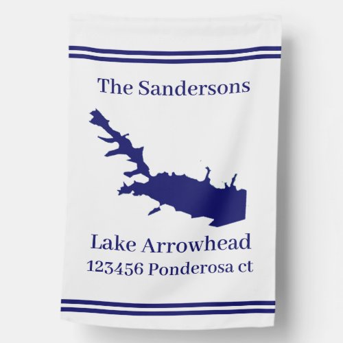 Personalized Lake Map Monogram address House Flag