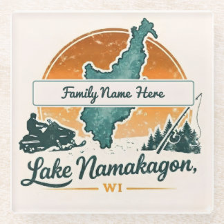 Personalized Lake Namakagon, WI Glass Coaster