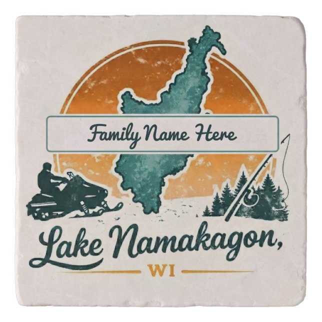 Personalized Lake Namakagon, WI  Trivet (Front)