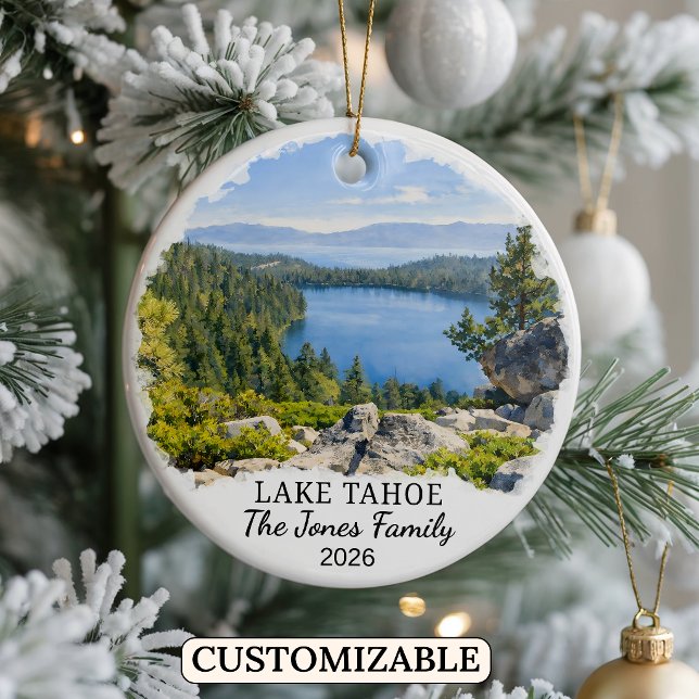 Personalized Lake Tahoe Ornament, Custom Nevada Ceramic Ornament (Creator Uploaded)