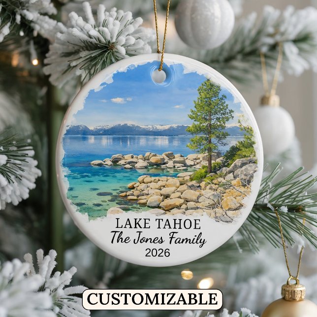 Personalized Lake Tahoe Ornament, Custom Nevada Ceramic Ornament (Creator Uploaded)