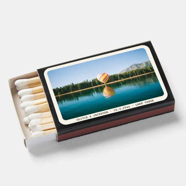 Personalized Lake Tahoe Wedding Favor Matches (Front Open)
