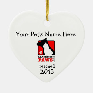 Personalized Lakeshore PAWS heart ornament