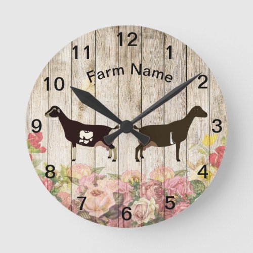 Personalized LaMancha Dairy Goat Farm Round Clock