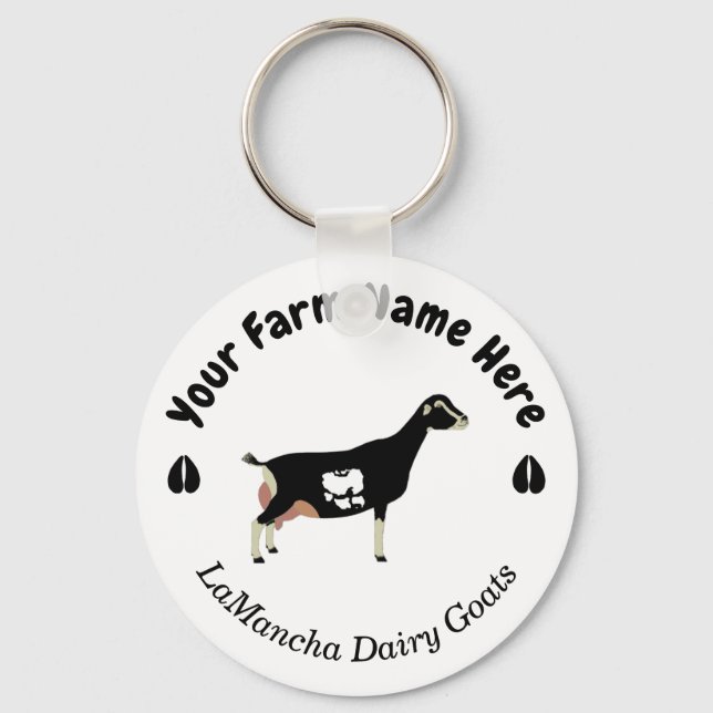 Personalized LaMancha Dairy Goat Keychain (Front)