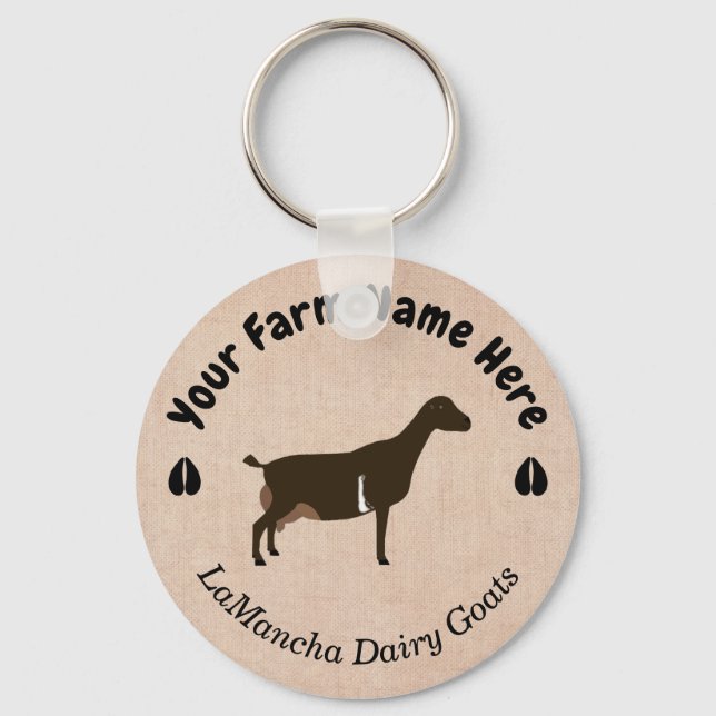 Personalized LaMancha Dairy Goat Keychain (Front)