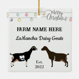 Personalized LaMancha Dairy Goat White Christmas Ceramic Ornament