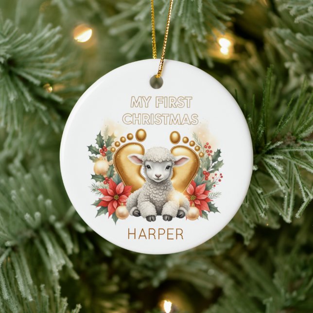 Personalized Lamb Ornament for Baby (Tree)