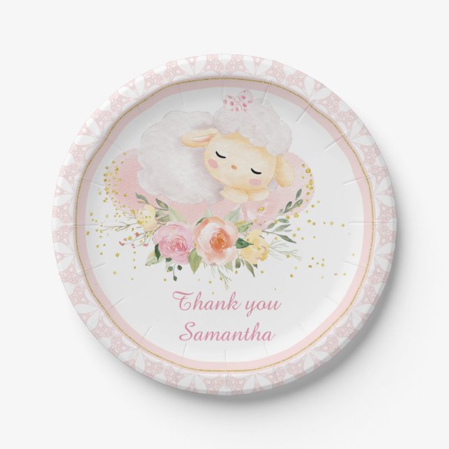 Personalized Lamb Paper Plates (Front)