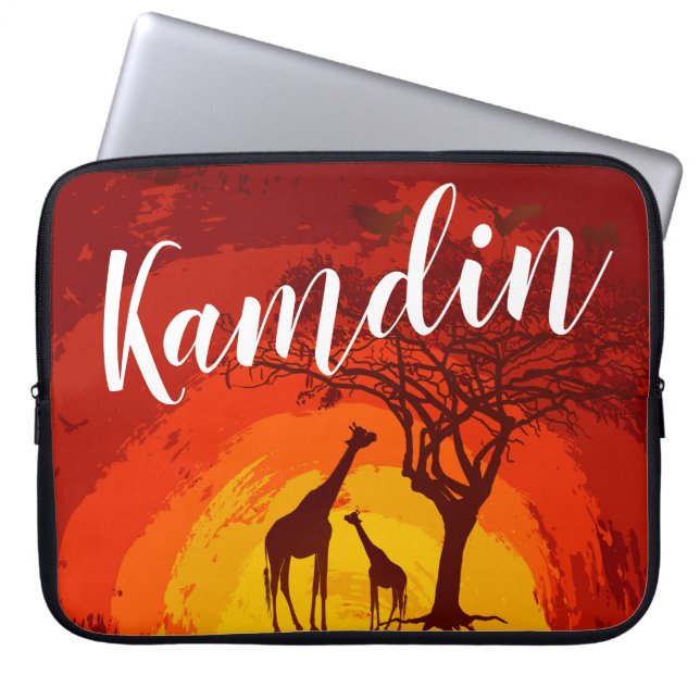 Personalized Laptop Case African Safari Giraffe Su (Front)